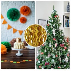 2 Pack Party Backdrop Decoration,Streamer Foil Fringe Curtain, Gold