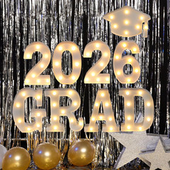 Graduation Party Decorations 2026, 8 LED Long Marquee Light up Letters ‘Grad 202