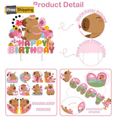 Polinook 35PCS Pink Capybara Birthday Capybara, Multiple Colors