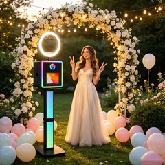 Portable Photo Booth with Printer Stand,Selfie Station for Event Rental Business