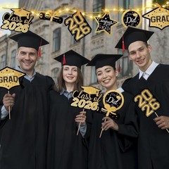 2026 Graduation Table Centerpieces 30Pcs Black Gold Party Decorations with Light