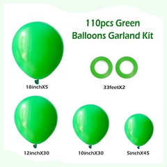 110pcs Green Balloon Garland Arch Kit, 18 12 10 5 inch Green Latex Balloons D…