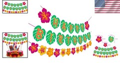 Tropical Birthday Banner Decor Happy Luau Palm Leaf Hawaiian Party Backdrop Set