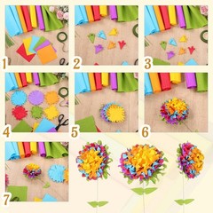 Crepe Paper Flower DIY Kit 6 Rolls & 50 Floral Wire Set Rainbow Wedding Birthday