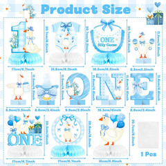 12Pcs One Silly Goose Honeycomb Centerpieces 1St Baby Boy Birthday Party Table D