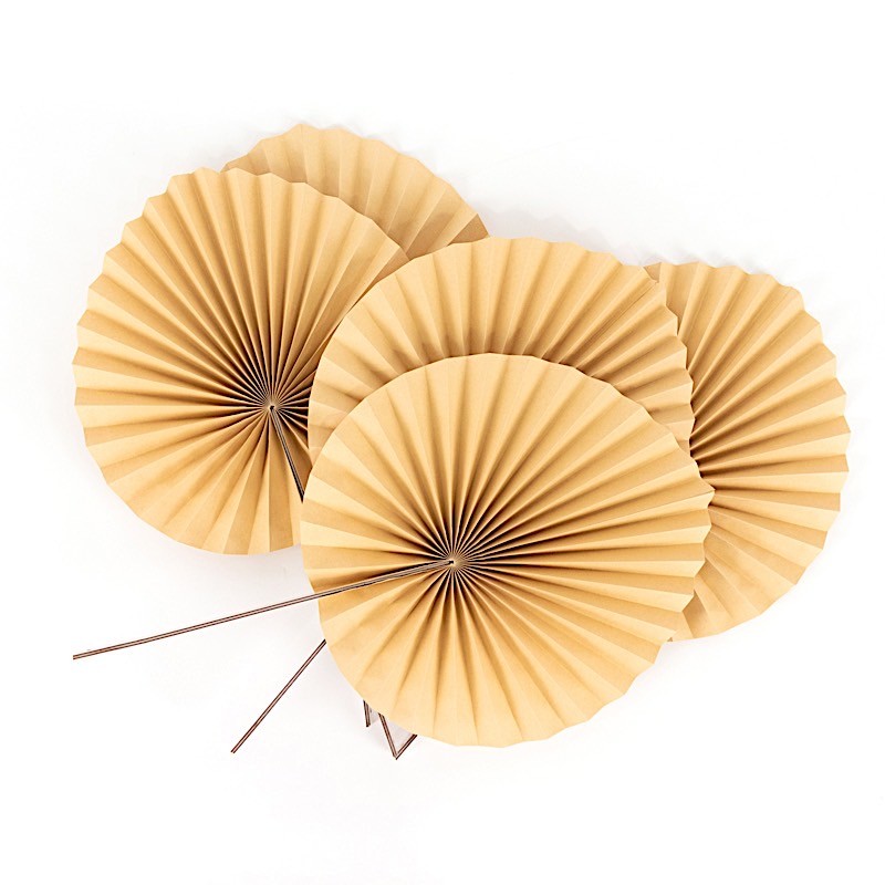 6 Natural 25″ Dried Tropical Palm Leaf Paper Fans Wedding Events Decorations
