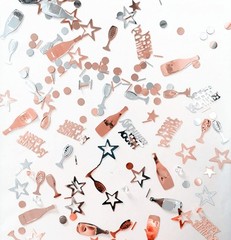 Happy Birthday Confetti Rose Gold Silver Metal Foil Colorful Sequins Table