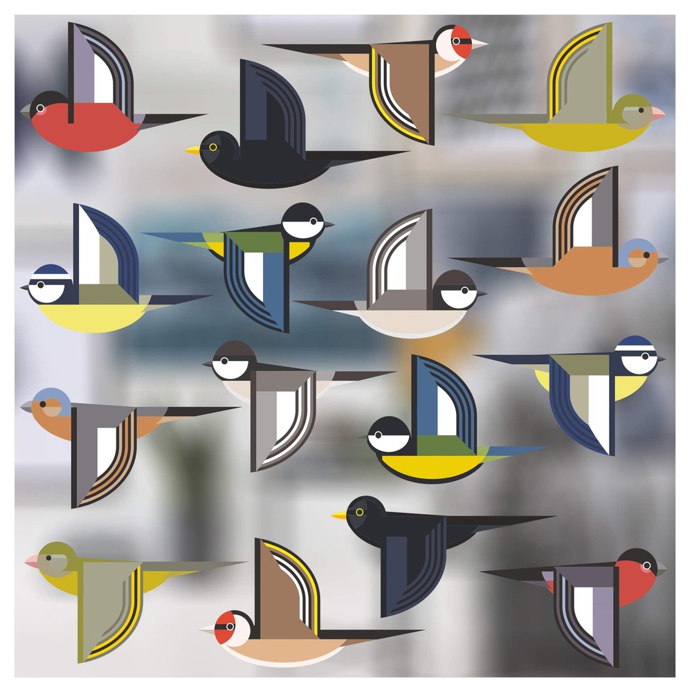 16-Pack Flock of Bird Window Clings – Small Birds, Multicoloured