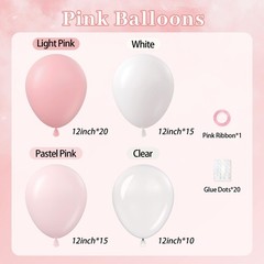 60pcs Light Pink Balloons with Clear Pastel Pink and White Balloons for Weddi…