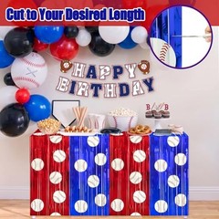 Baseball Party Decorations, Thickened Tinsel Backdrop 3.3 x 6.6 Red Blue White