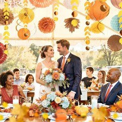 Fall Party Decorations Kit Orange Brown Yellow Lake Blue