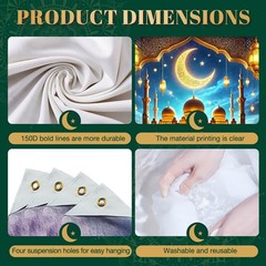 Eid Decorations Banner Ramadan Decorations 71×43 Inch Backdrop Crescent Moon …