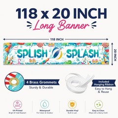 Splish Splash Pool Party Decorations Banner, 118 x 20 Inch Summer Pool Party …