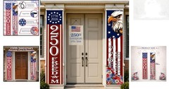 Patriotic 250th Anniversary American Flag Porch Banner 70x13in for 4th of Jul…