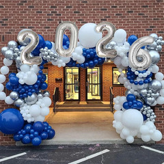Graduation Decorations Class of 2026: Navy Blue and Silver Graduation Balloon Ar