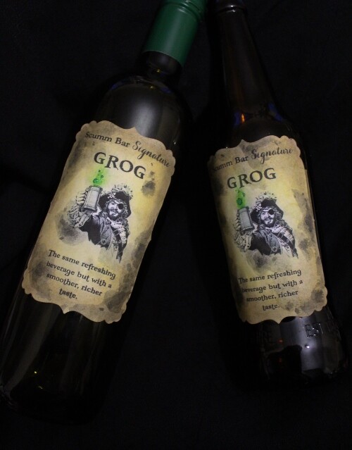 Handmade ‘Scumm Bar Signature Grog’ Pirate Bottle Stickers – Set of 8