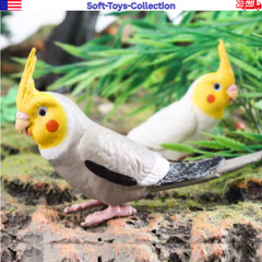 Realistic Bird Figurines Parrot Cockatiel Macaw PVC Animal Model Toy Garden Gift