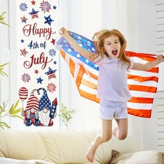6 Sheets Patriotic Window Clings Happy 4th of July Window Decal USA Gnome Star