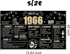Large Black Gold 60th Birthday Backdrop – Perfect for Celebrating 1966 Themes