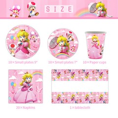 Princess Peach Birthday Decor Party Supplies Set Plates Cups Tablecloth Napkins