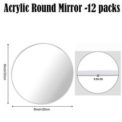 12 PCS Round Mirror Tiles Centerpieces Mirror Trays Flat 8 Inch Circle Plates