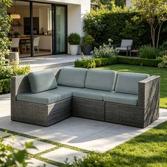 3 Seater Stretch Sofa Cover Waterproof for Outdoor Patio Furniture Light Gray