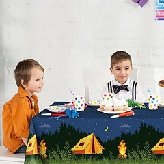 Pieces Camping Party Decorations Camping Tablecloth Plastic Rectangular 2