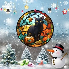 Halloween Black Cat Static Window Cling Glass Sticker Party Decoration Spooky De