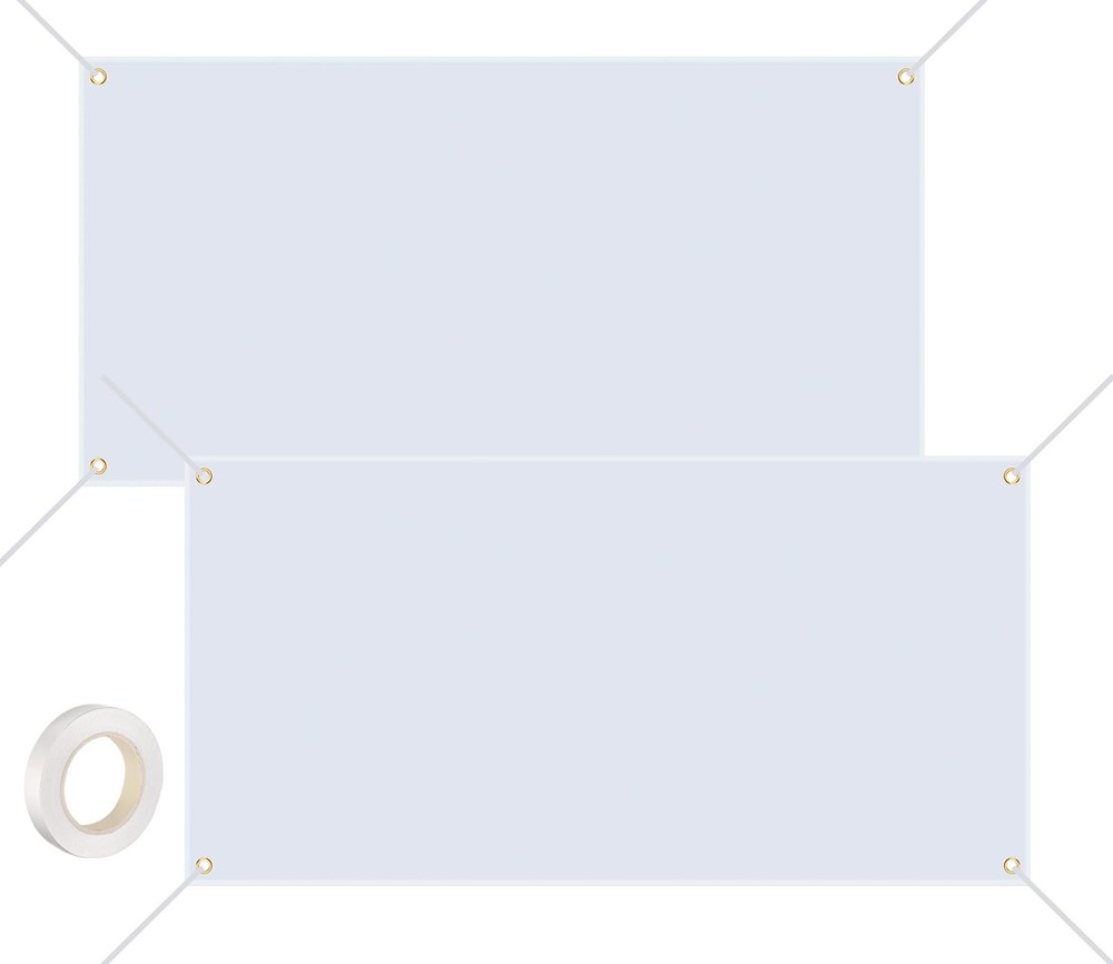 Blank Banners Sign to Decorate, 2 Pcs Large Vinyl 2 x 4 feet, White