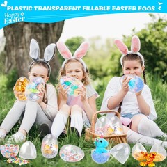 12 Pack 6 Inch Jumbo Clear Easter Eggs Large Fillable Easter Egg Transparent …