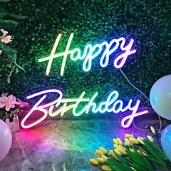 43″ Happy Birthday Neon Sign Extra Large – Multi Color Happy Birthday Sign – …