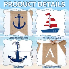 3 Pcs Jute Burlap Welcome Aboard Banner Rustic Vintage Nautical Sailboat Ligh…