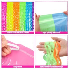 4 Pack Neon Tinsel Foil Fringe Table Skirts 108 x 29.5 Inch Glow in The Dark …