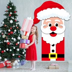 Large Christmas Door Cover Decoration Santa Claus Shaped Door Banner Xmas Doo…