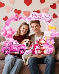 Valentines Day Photo Booth Frame Handheld Selfie Props Party Wedding Holiday