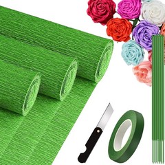 3 PCS 9.8 Inch x 8.2 FT Crepe Paper Roll Grass Green Heavy DIY Craft Decor