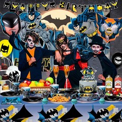 115 Pcs Batman Party Decorations Tableware Set Masks Plates Balloon Cups Napkins