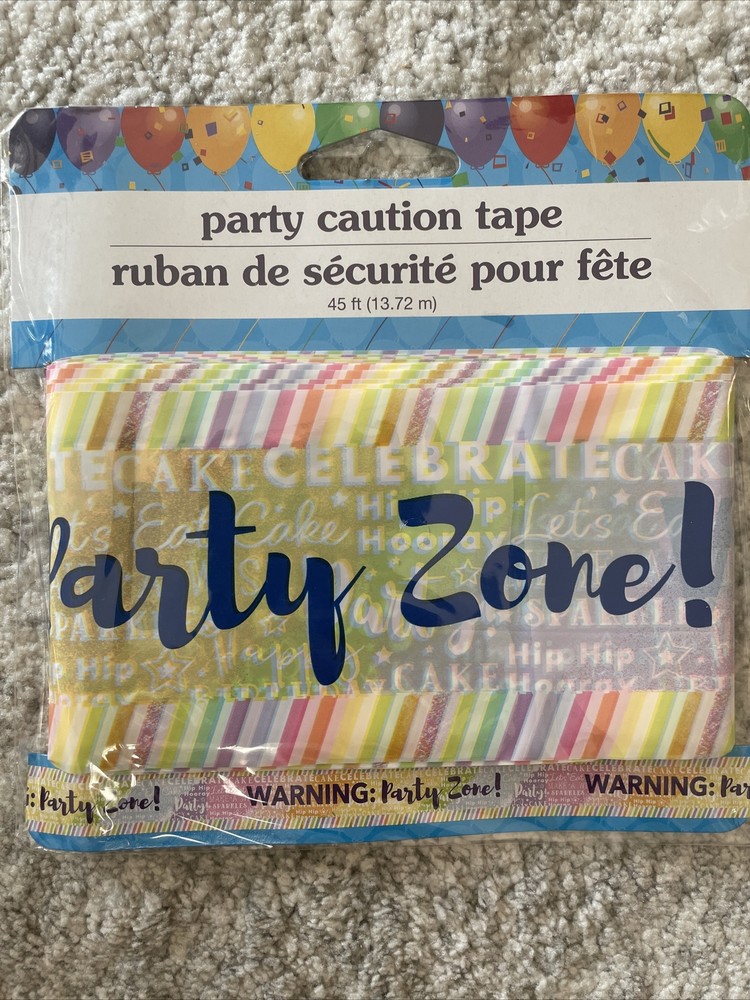 New HAPPY BIRTHDAY Party Zone Caution Tape Banner 45 Ft Decorate Home Room