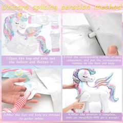 16 Pcs Unicorn Balloons Kit for Birthday Party Decorations – 2 Self Standing 3D