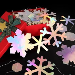 52 Ft Garland Decorations Kit, Holographic Twinkle Little Garlands Snowflake