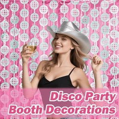 4 Pcs Disco Party Decorations – 2 x Disco Ball Silver Metallic Tinsel Fringe