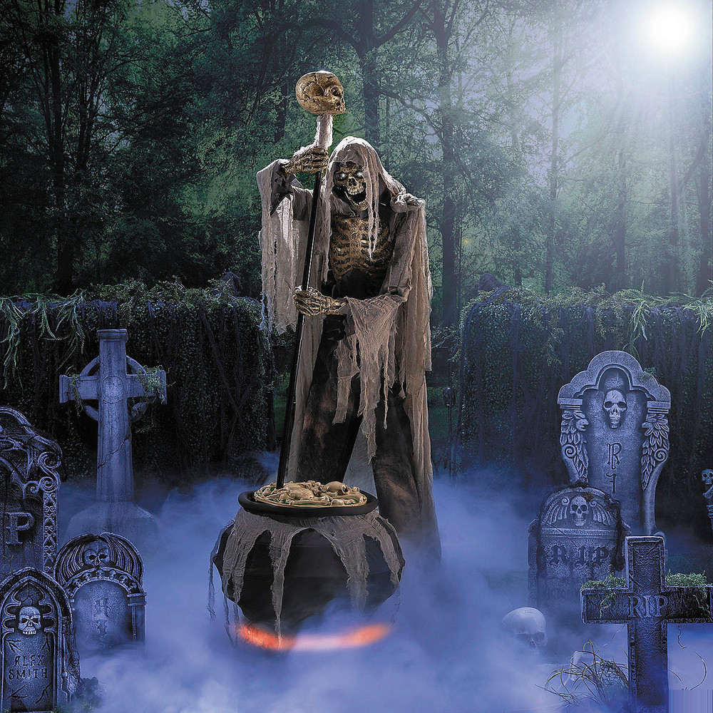 6.7 ft Animated Skeleton Cauldron – Spooky Light-Up Decoration for Halloween