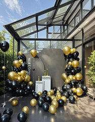 Black Balloons 145Pcs Different Sizes 5In 10In 12In 18In Shiny Metallic Black La