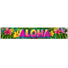 Aloha Backdrop Banner Hello Summer Hawaiian Tropical Theme Supplies Outdoor B…