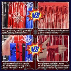 Spider Web Birthday Decorations, 2 Pack Spider Party Red Black and Blue