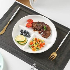 (5 Pack) Portion Control Plate for Balanced Eating, 9inch, White – 5PACK-9IN