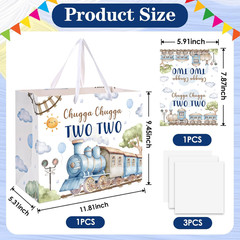 Chugga Chugga Two Two Party Decorations – Train 2Nd Birthday Gift Bag with Wrapp