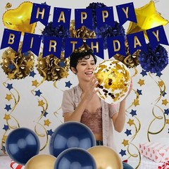 Birthday Decorations Navy Blue Gold Birthday Party Decorations Happy Birthday…