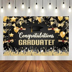 Congratulation Graduate Backdrop Graduation Party Background Banner Decoration