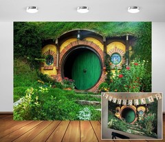 7x5ft Fabric Hobbiton Cave Backdrop Matamata Rural Green Garden Living Cabin